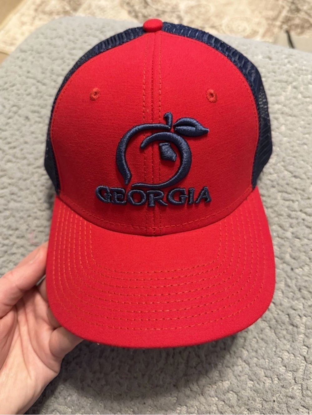 Georgia Embroidered Red and Navy Trucker Hat